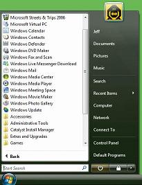 windows Vista start menu