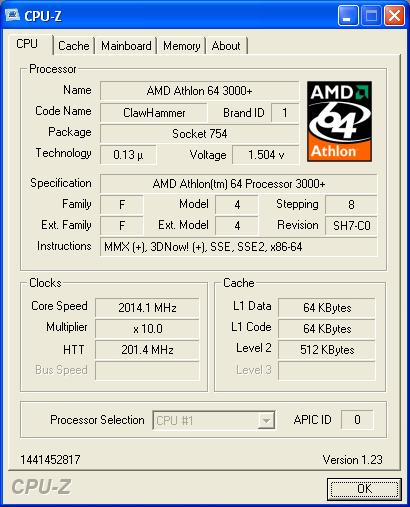 AMD64 3000+ CPUZ