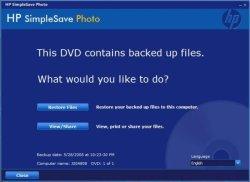 HP SimpleSave Photo - restore