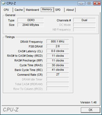 Kingston KHX12800D3K2/2G DDR3 1600MHz 2GB kit CPU-Z