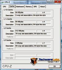 CPU-Z Cache tab