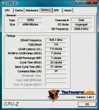 CPU-Z at Stock 2.6GHz Memory Tab