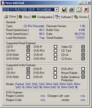 Nero InfoTool Info Page