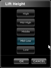 software-lift-height-setting