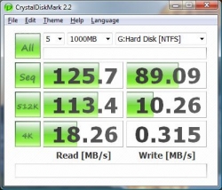 CrystalDiskMark 1000MB under Vista