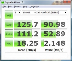 CrystalDiskMark 100MB under Vista