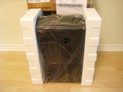 Case wrapped in protective packaging 