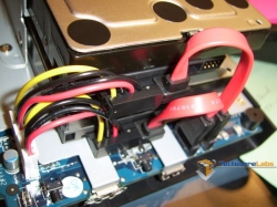 Two SATA HD Mounted with provided SATA and power cables .