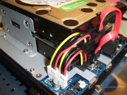 Two SATA HD Mounted with provided SATA and power cables .